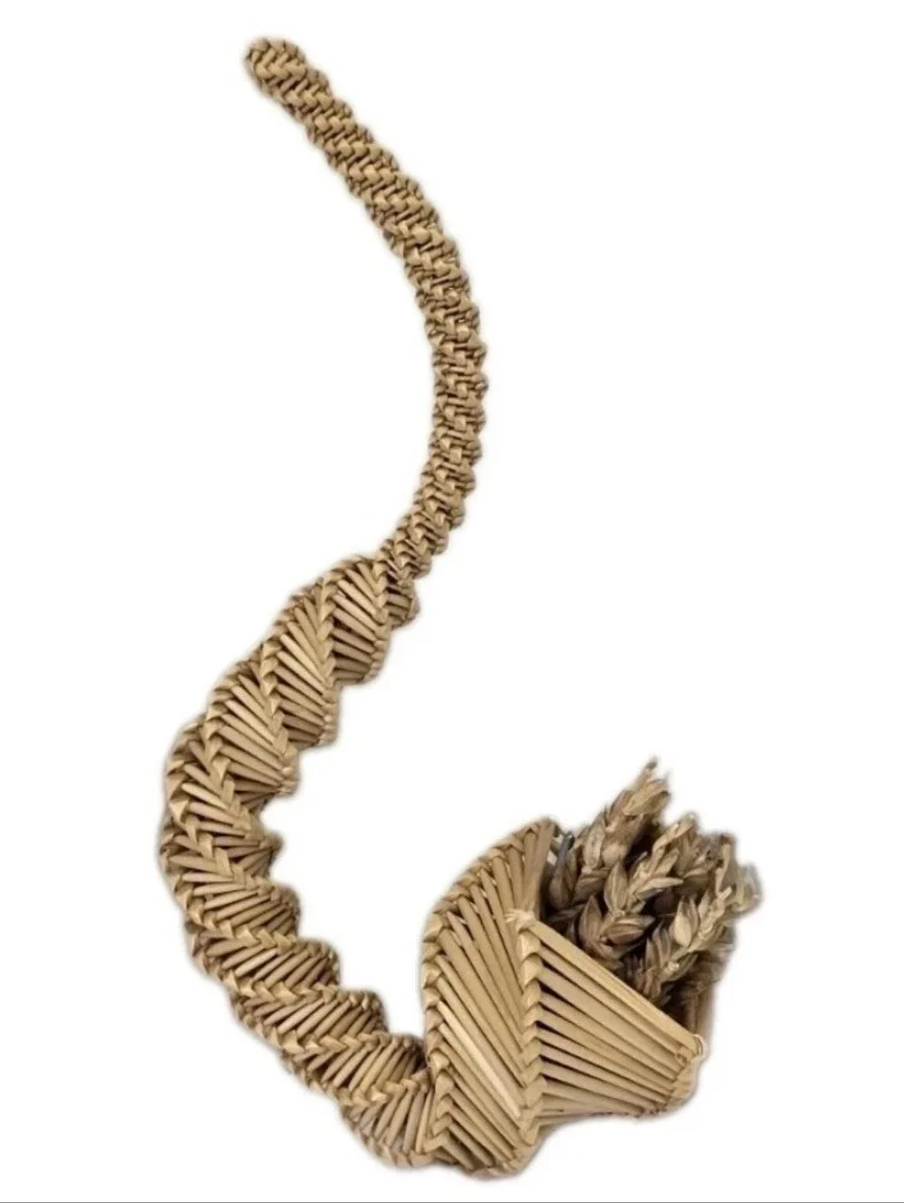 vintage hand woven Traditional Corn Dolly Spiral Cornucopia Straw Woven Decor